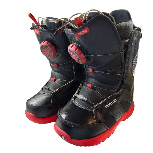 Burton Zipline BOA Kids Snowboard Boots Black/Red Size 4 Youth - Picture 1 of 7